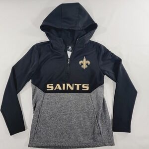 New Orleans Saints NFL Team Apparel Youth Sz M Embroidered Pullover Hoodie‎ EUC